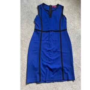 Red Saks Fifth Avenue Dress Womens Medium Blue Black Sleeveless Career Corpcore